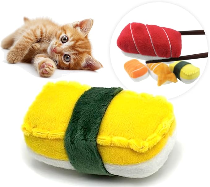 munchiecat Premium Organic Catnip Sushi Toy (1-pc) for Cats, Kittens - USA Made Durable Design for Pouncing, Batting and Play