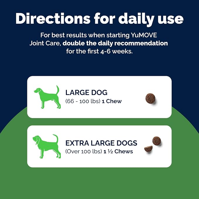 YuMOVE Hip and Joint Supplement for Dogs - Large Breed Soft Chews with ActivEase Green Lipped Mussel, Glucosamine for Dogs, Hyaluronic Acid & Omega 3-60 Chews (Large/XL Dogs)