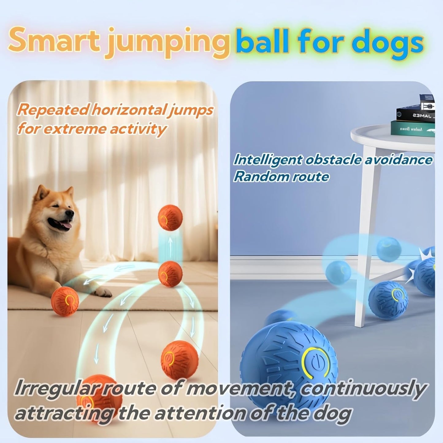 2 Pcs Interactive Dog Toys Dog Ball 2025 New Vibrating Dogs Balls Pet Bounce Bal Smart Jumping Ball