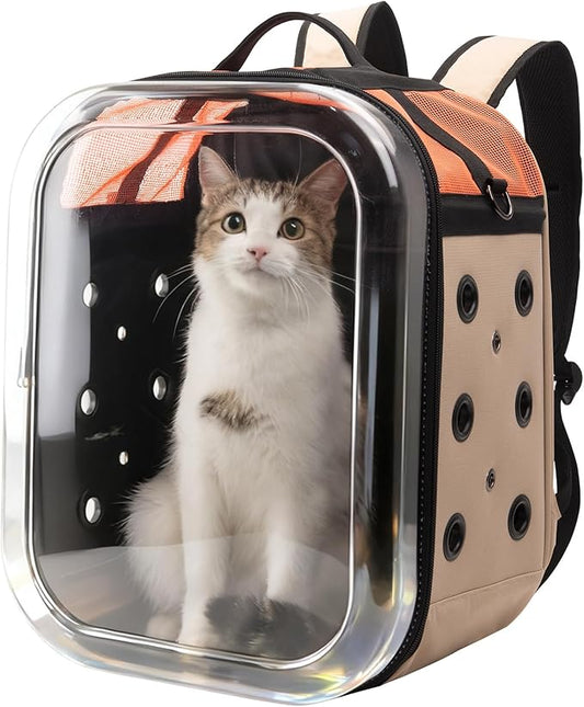 Hp hope Cat Backpack Carrier: Large Breathable Cat Backpack Bubble - Fit up to 17 lbs Transparent & Foldable Space Capsule Kitty Backpack Carrier Expandable Airline Pet Carrier for Hiking Travel