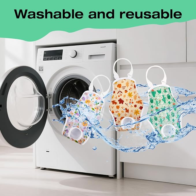 3 Pack Washable Female Dog Diapers with Adjustable Suspender, Reusable Sanitary Panties for Dogs in Heat, Leak-Proof Design for Small Dogs