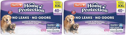 Hartz Home Protection Super Absorbent Odor Eliminating Lavender Scented No Leak Dog Pads, XXL 40 Count (Pack of 2)
