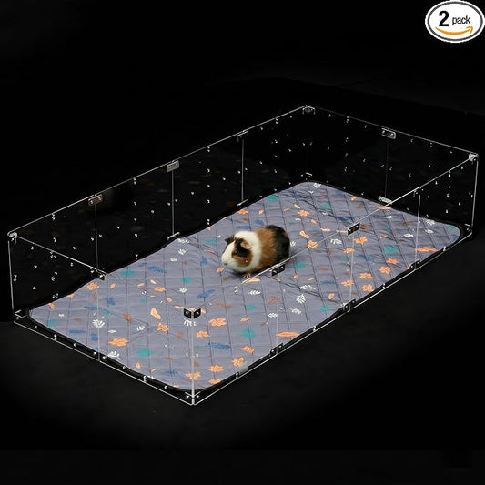 GuineaLoft™ Guinea Pig Cage Liner 2-Pack - Gray, 47" x 24" Reusable Washable Bedding, Absorbent & Waterproof Pee Pad for Model-A & C&C Cages, Rabbits, Dogs, Cats & Small Pets