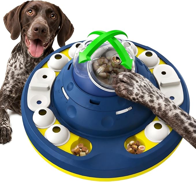 KADTC XL 2-Level Dog Puzzle Toy, Mental Stimulation for Dogs | 3 Cups central feeder adds shake-to-release rewards and adjustable channels for beginner-to-advanced play.