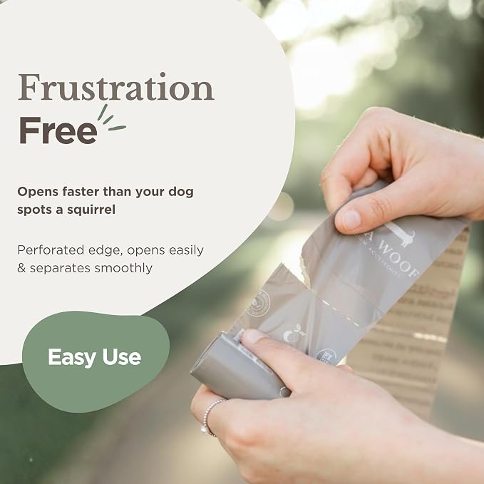 NINA WOOF Dog Poop Bags Rolls - 90 Compostable & Biodegradable for Puppy Walks, Travel, Thick Refill Housebreaking dog poo bags Premium Cornstarch Pet Poo Bags Dogs