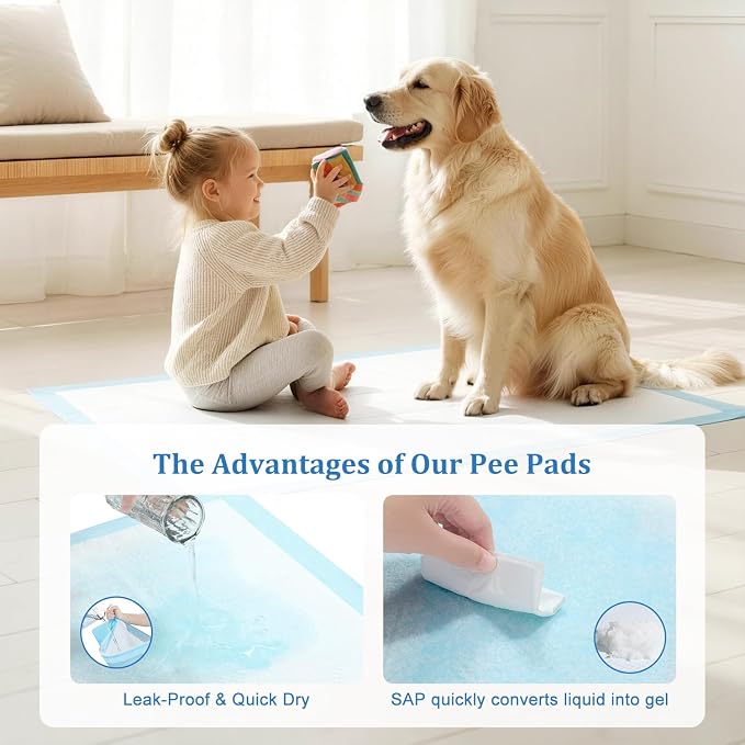 Dog Pee Pads Extra Large 31"x36" 60 Count, Disposable Puppy Training Pads, Super Absorbent Leak-Proof Pads for Dogs, Cats, Rabbits