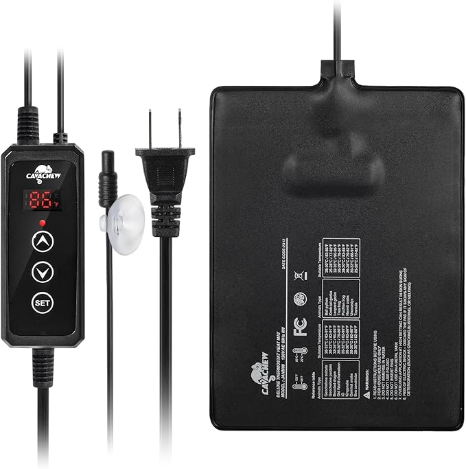8W Reptile Heat Pad Set with 150W Reptile Light Fixture
