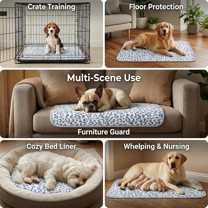 Qeils Reusable Puppy Pads, 2 Pack Washable Pee Pads for Dogs, Waterproof Non Slip Wee Wee pad, Absorbent and Leakproof Training Mats for Potty, Crate, Playpen, Bed, Sofa, 18"x 24"