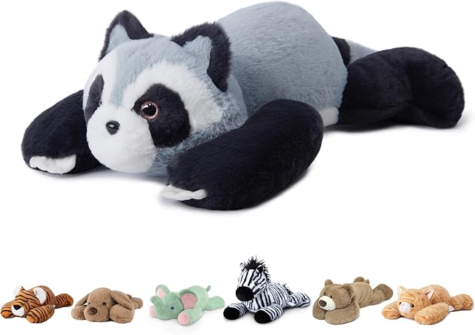 Niuniu Daddy 25" 5lb Raccoon Weighted Stuffed Animal forKids and Adults, Soft Sensory Plush Body Pillow for Calming Support, Large Animal Toy for Everyday Comfort