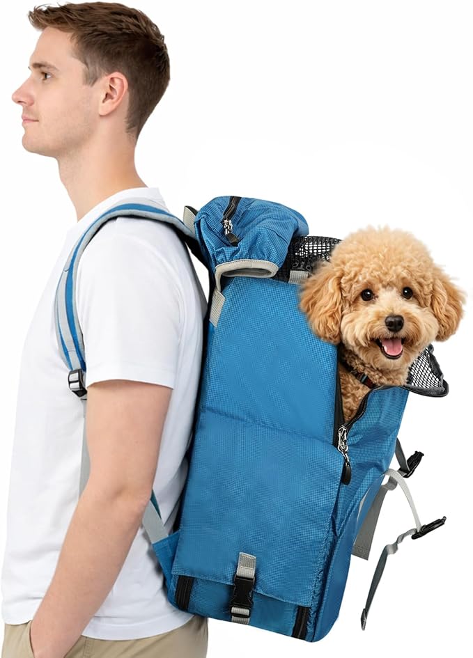 Cat Dog Backpack Carrier for Hiking Travel Portable Pet Daypack for Dog Cat Below 7kg/15.5lbs-Blue
