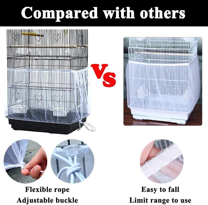 ASOCEA 2Pcs Bird Cage Seed Catcher Birdcages Extra Large Nylon Mesh Netting for Parakeets Cockatiel
