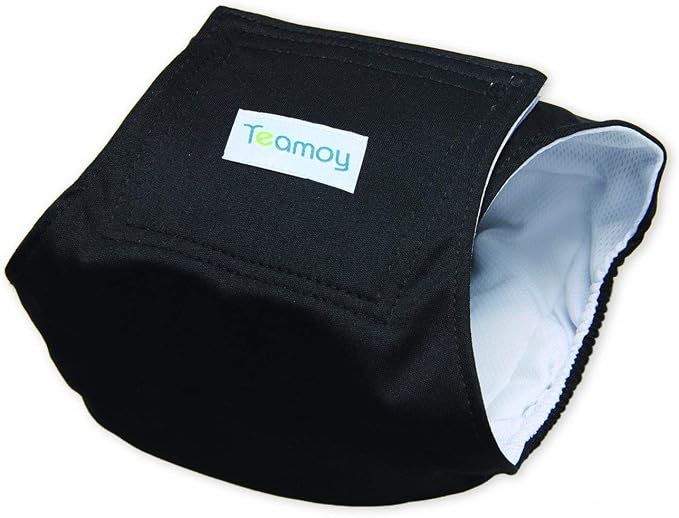 Teamoy 3 Pack Male Dog Diaper Wrap, Washable Puppy Belly Bands, Super-Absorbent and Comfortable(L2,20-24" Waist, Black)