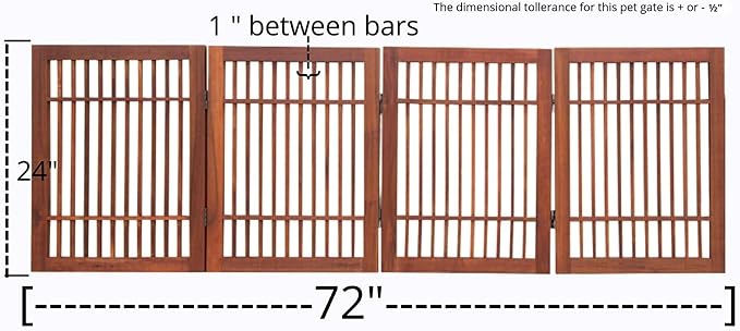 Urnporium Freestanding Wooden Dog Gate Foldable Indoor Pet Gate No Drill Expandable Barrier for Doorways Stairs Hallways Portable Wood Fence for Small Dogs & Puppies (Brown Pet Gate, 4 Panel 24" Tall)
