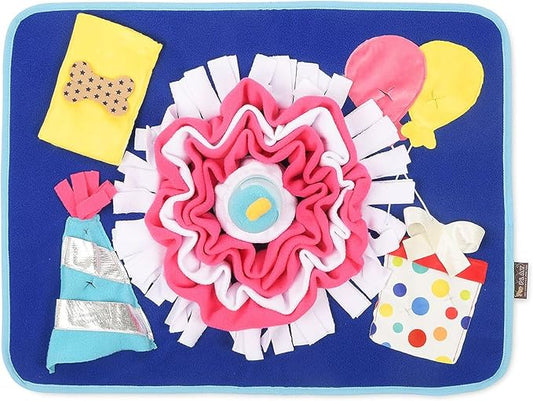 P.L.A.Y. Cute Snuffle Mat for Dogs - Birthday Themed Interactive Food & Treat Mat for Puppies Dogs - Enrichment Toy, Great for Slow Feeding, Nosework & Foraging Skills - Machine Washable