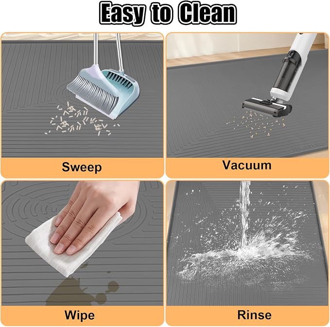 Silicone Cat Litter Mat, 50" x 36" Extra Large Litter Trapping Mat for Litter Box, Leak-Proof, Non-Slip, Kitty Litter Mats with Soft Texture for Floor, Keeping The Floor Clean (Dark Grey)
