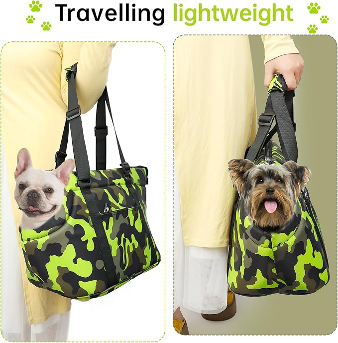 10mm Padded Tote Bag Carrier for Dog Cat Below 15.5lb/7kg-Camouflage Green