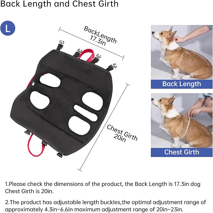Wakytu Dog Emergency Rescue Sling - Lightweight Packable Lift Harness with Handle - Safe Transport for Small Medium Dogs - Ideal for Hiking Skiing（18.5-29.5lbs）
