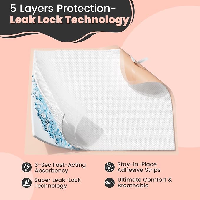 MKISS Bed Pads with Adhesive Strip 30"x36", 100 Count, Thick Absorbent Incontinence Adults Underpads Disposable, Leakproof Pee Pads, Extra Large Pet Training Pads