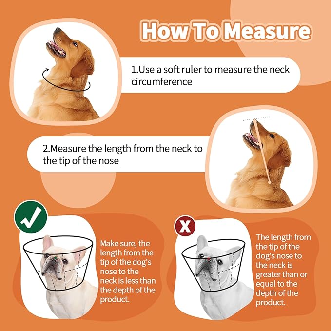 Allroaring Adjustable Dog Cone for Spay, Comfy Recovery Collar Orange XL | Breathable & Lightweight; Soft Fabric; Wound Healing & Stitches; Chewing Deterrent; Foldable; Extra Long; Protect Furniture