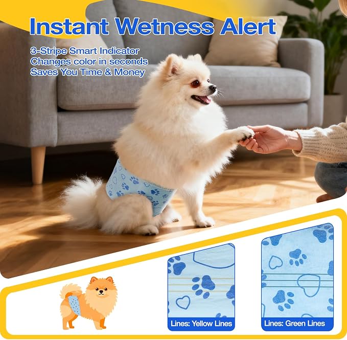 Male Dog Diapers with Wetness Indicator, Disposable Belly Band for Puppy Male Diapers, Doggie Wraps for Puppy Training, Incontinence (S, 26 Count)