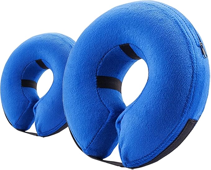 2 Packs Blue Large and Medium (Pet Inflatable Collar Soft Protective Recovery Cone for Dogs and Cats to Prevent Touching Stitches, Wounds and Rashes)