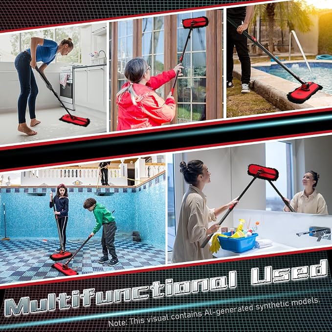 Car Cleaning Supplies Duster, 2In1 Car Wash Brush Mop & Car Duster Mop with 1 Long Handle, Microfiber Brushes Washing Exterior Scratch Free for Boat RV Truck, Gifts for Men Women