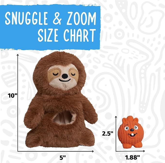 HuggleSnuffles Snuggle & Zoom Interactive Enrichment Toy for Dogs - Hide and Seek Dog Toy for Ruff-Tex Ball & Treats, Puppy Games to Keep Them Busy, Foraging Puzzle Plush for Boredom - Large, 10"