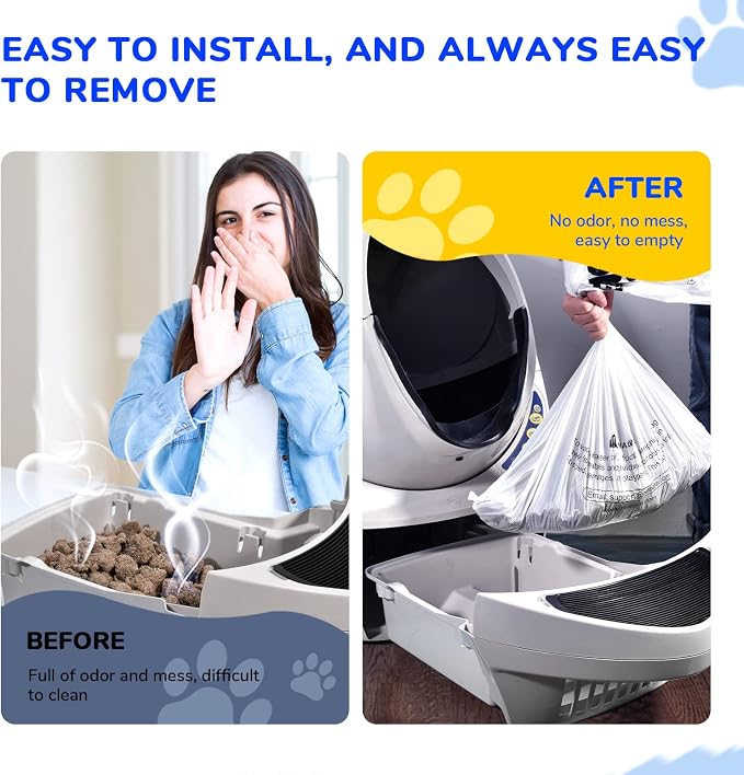 Litter Box Liner Bag Compatible with Cat litter Box Robots 3 and 4, 120 Pack - Extra Thick Waste Bags for Self-Cleaning Pet Kitty Litter Box Drawer Liners, 9-11 Gallons Kitchen Trash Bags