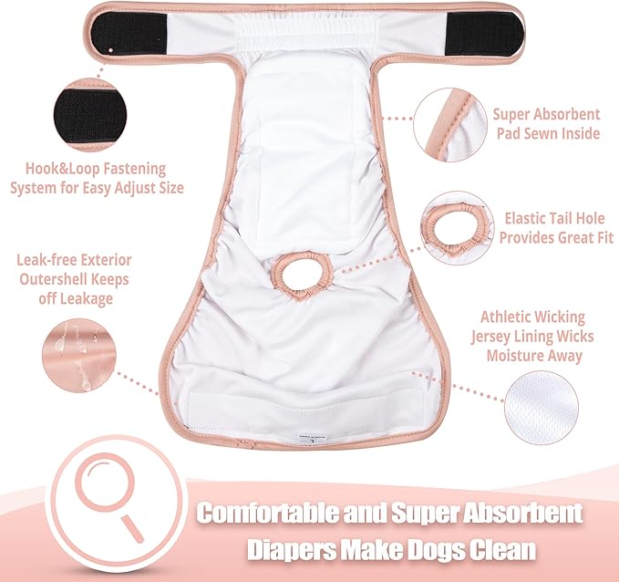wegreeco XL Reusable Washable Dog Diapers Female with 1PC Suspender, Dogs Period Heat Diapers Female Heat Cycle, XL Medium Large Small Doggie Puppy Diapers for Incontinence (X-Large)