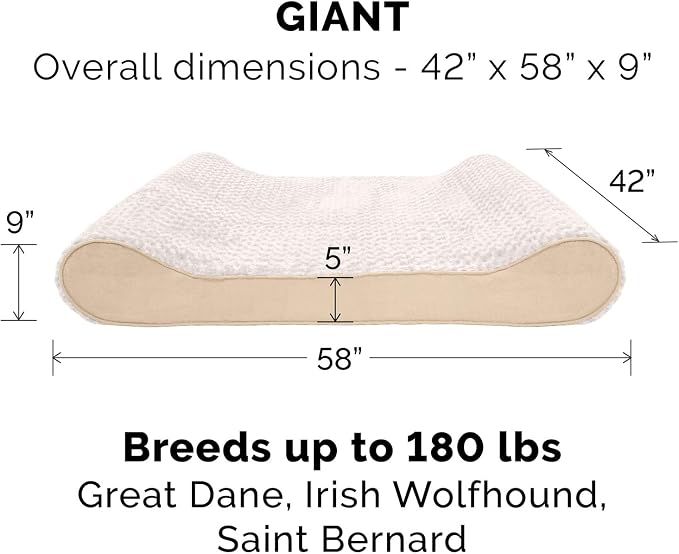 Furhaven Replacement Dog Bed Cover Ultra Plush Faux Fur & Suede Contour Luxe Lounger, Machine Washable - Cream, Giant (XXX-Large)