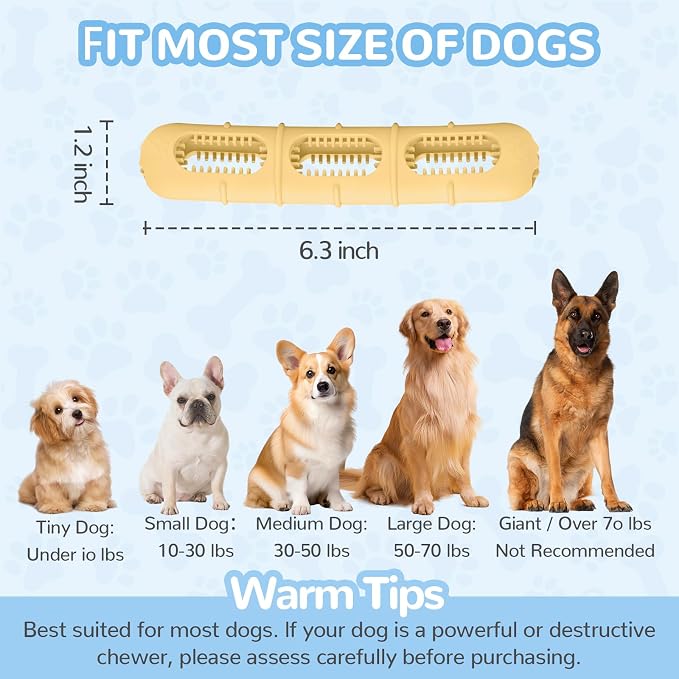 Puppy Rubber Chew Toy for Teething, Chew Toys for Dogs Small Breed with Bristles, Stuffable Puppy Teething Toy, BPA-Free Teeth Cleaning & Teething Relief, Keeps Dog Busy (Yellow)