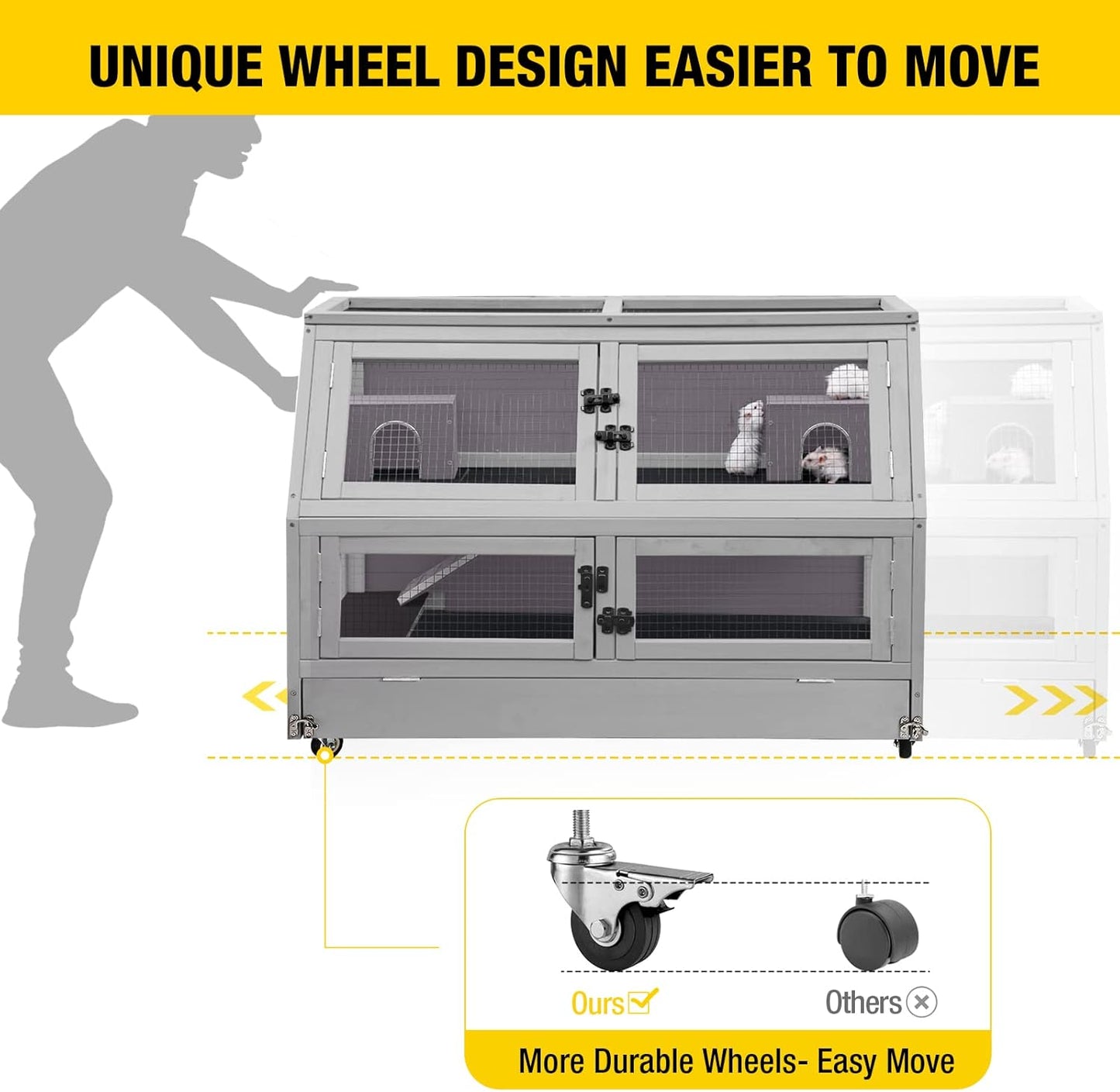 Aivituvin Guinea Pig Cage Chew Proof Hamster Cage Metal Frame Rat House Small Animal Habitat Critter Nation Cage 2 Levels Double Use Movable