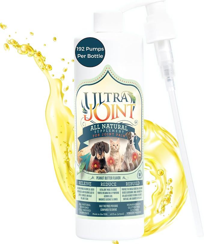 Ultra Joint - Liquid Joint Support Supplement for Dogs with Glucosamine & Chondroitin - Pain Relief from Arthritis & Inflammation (16 oz)