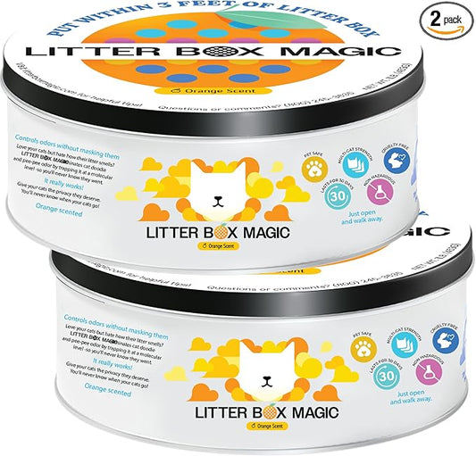 Litter Box Magic Cat Litter Deodorizer (Orange Scent, 16 Oz, Pack of 2) – Premium Cat Litter Odor Eliminator Gel Jar | Cat Odor & Stain Removers, Urine Odor Eliminator & Pooping Deodorizer, Non Toxic