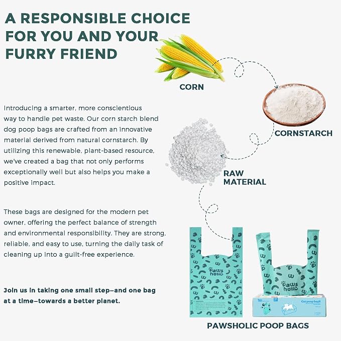 Cat Litter Disposal Bags and Dog Poop Bags with Handle,Cornstarch Based Extra Thick and Guaranteed Leak Proof Poop bags for Kitty and Doggy(360 Count 1.1 Gallon,Unscented)