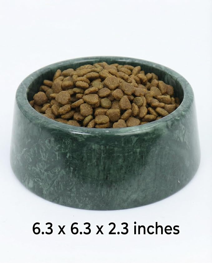 OOBOOB Natural Marble Dog Bowls, Heavy Non-Skid Dog Food Bowl & Dog Water Bowl with Unique Veining, Modern Stylish Pet Feeding Bowl for Small to Medium Dogs & Cats