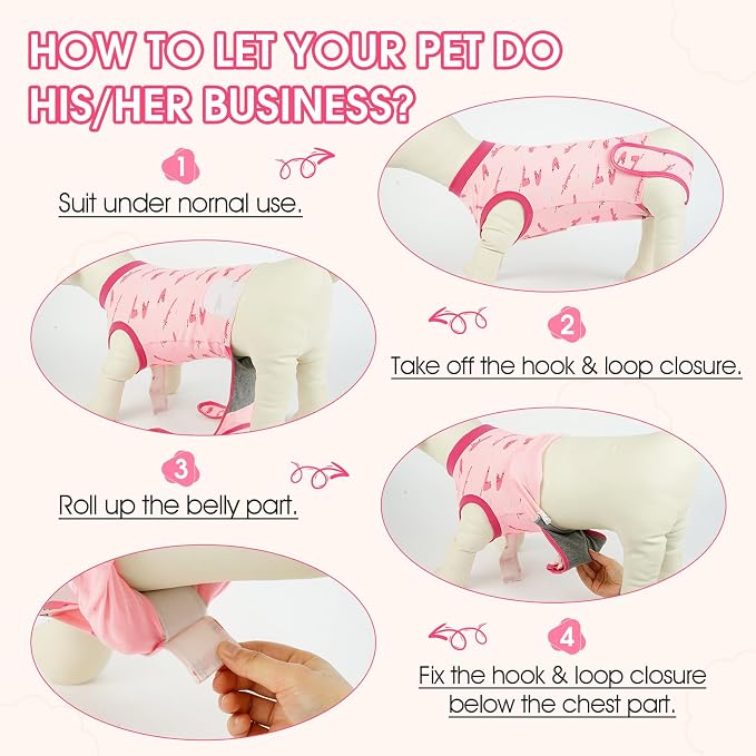 IDOMIK Dog Recovery Suit for Female Spay - Adjustable Anti-Licking Dog Post Surgery Onesie, Male Female Dog Neuter Spay Suits, Soft Abdominal Wound Bandage & E-Collar Cone Alternative