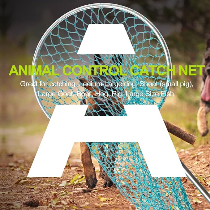 Animal Control Catch Net Pole Tool for Dog Shoat Goat Cat Boar Hog Pig Racoon Possum Skunk Goose Chickens Pigeon - Heavy Duty