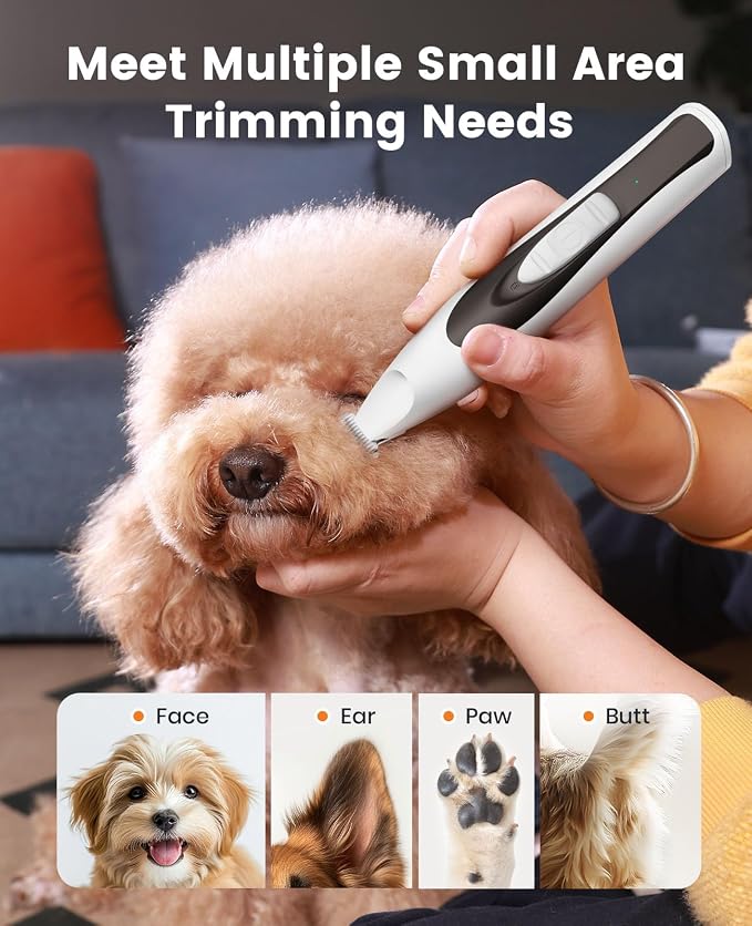 oneisall Dog Clipper Low Noise Dog Nail Grinder Paw Trimmer with 2 LED Lights
