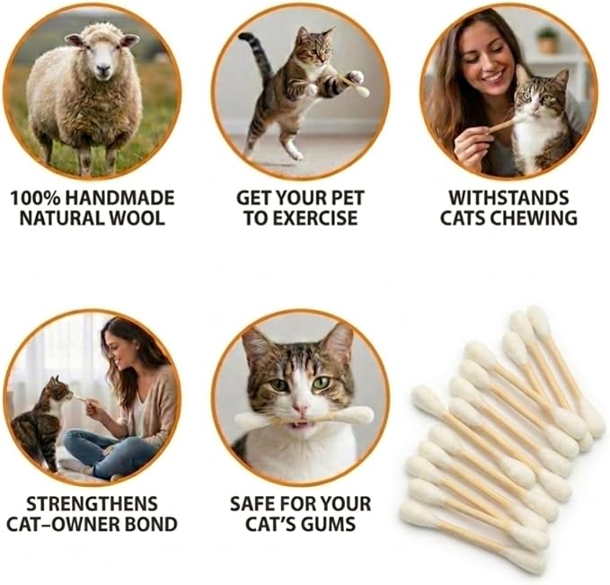 Glaciart One Swabs Cat Toys with Catnip - 6 Pk | Durable for Chew, Cute Cat Toys Interactive Kitty for Boredom, Exercise, & Play | Filled w/Organic Catnip for Anxiety & as Digestive Aid | Gift Idea
