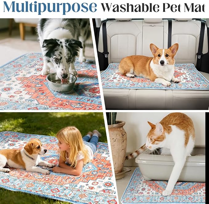 Washable Pee Pads for Dogs 2 Pack Reusable Puppy Training Pads 40"x26" Super Absorbent Waterproof Dog Training Pads, Non-Slip Potty Pads Whelping Pads Litter Mat Pet Supplies - Orange/Mix