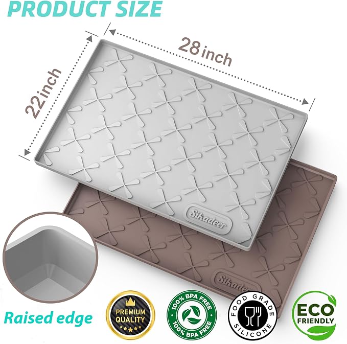 SIKADEER Waterproof Under Sink Mat 28" x 22", Silicone Mat Kitchen Cabinet Liner and Drawer Shelf, Sink Protector for Kitchen Organizers and Storage, Flexible Sink Drip Tray