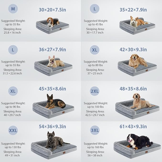 BFPETHOME Orthopedic Dog Beds for Large Dogs-Waterproof Sofa Dog Bed with Removable Washable Cover, Big Pet Bed with Waterproof Lining and Nonskid Bottom,Pet Bed for Large Dogs