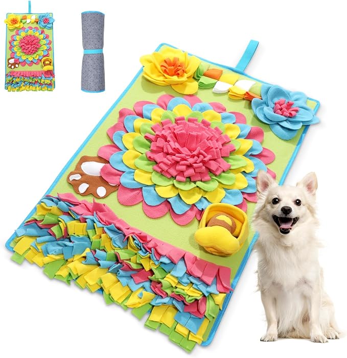Snuffle Mat for Dogs -30.7 * 18.9inch Pet Treats Feeding Mat, Interactive Dog Puzzle Toy for Boredom, Dog Feeding Mats for Slow Feed, Relieve Anxiety, Encourages Natural Foraging Skills