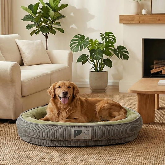 Washable Pet Dog Bed Large Sized Dog,Memory Foam Extra Large Calming Dog Cots Beds for Large Breed Dogs Crate Furniture,XL Dog Bed XXL Indoor Crate Mat with Detachable Bottom and Bolster Cushion