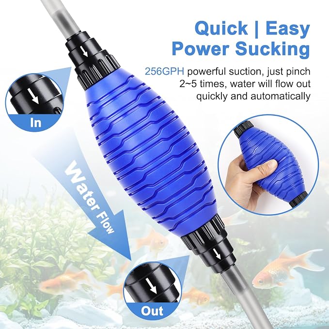 fishkeeper Siphon Ball Pump Head Replacement – 256GPH High Pressure Quick Start Vacuum Pump, Compatible with FK018 and Most Manual Aquarium Gravel Cleaners for Easy Water Change (Large)