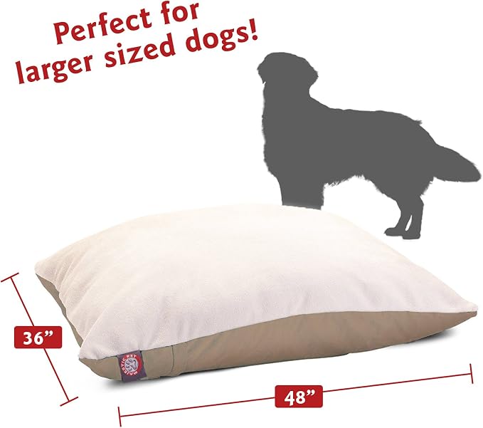 Majestic Pet Rectangle Large Dog Bed Washable – Removable Slipcover Pet Bed – Dog Crate Bed Super Value Pillow Dog Bed – Dog Kennel Bed for Sleeping - Dog Bed Large Breed 36 x 48 Inch – Khaki
