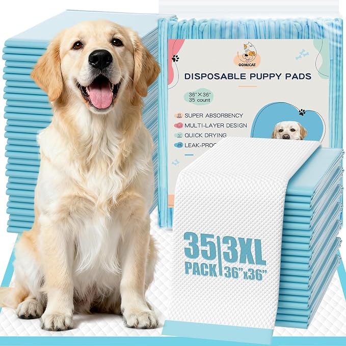 XXXL Dog Pee Pads Extra Large 36"x36" (35 Count), Heavy Duty XXL Puppy Pads for Large Dogs, Super Absorbent Potty Pads & Pet Training Mats