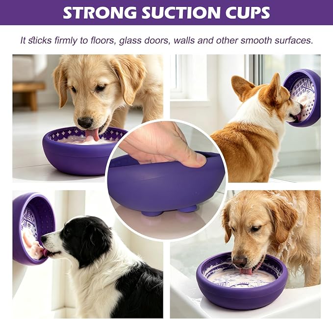 Slow Feeder Dog Bowls for Cats, Silicone Puzzle Pet Anxiety Relief Lick Mat | 2 cups,food-grade BPA free, strong suction,dishwasher safe,small medium large breeds , dry wet frozen food,slow down eating