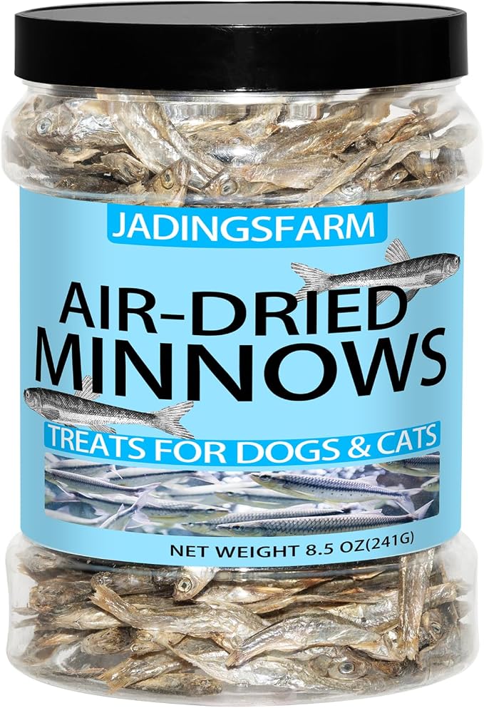 Minnows Dog Treats, 100% Natural Dried Minnows for Dog & Cat, Air Dried, Grain-Free, High-Protein, Premium Quality Cat & Dog Treats 8.5 oz